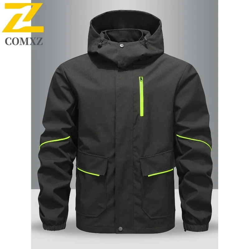 

COMXZ Мужская куртка Легкая дизайнерская уличная водонепроницаемая ветрозащитная куртка для путешествий и кемпинга Normcore Пальто Износостойкая куртка с капюшоном