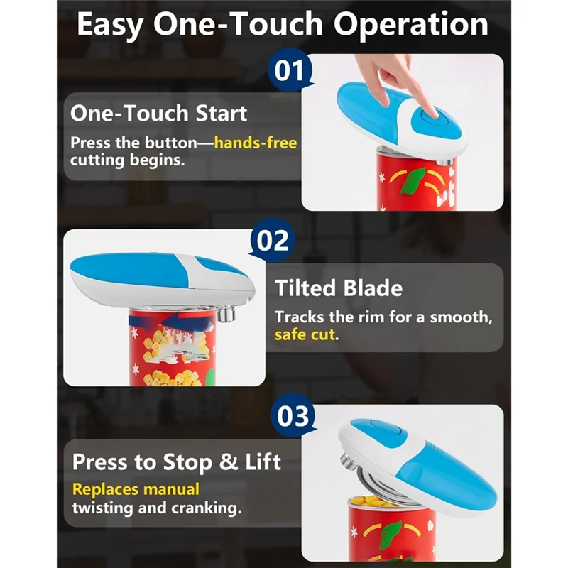 A76G-Automatic Can Opener-Electric, Battery Operated, Hands-Free, One Touch Design For Seniors& Arthritis-Easy To Clean