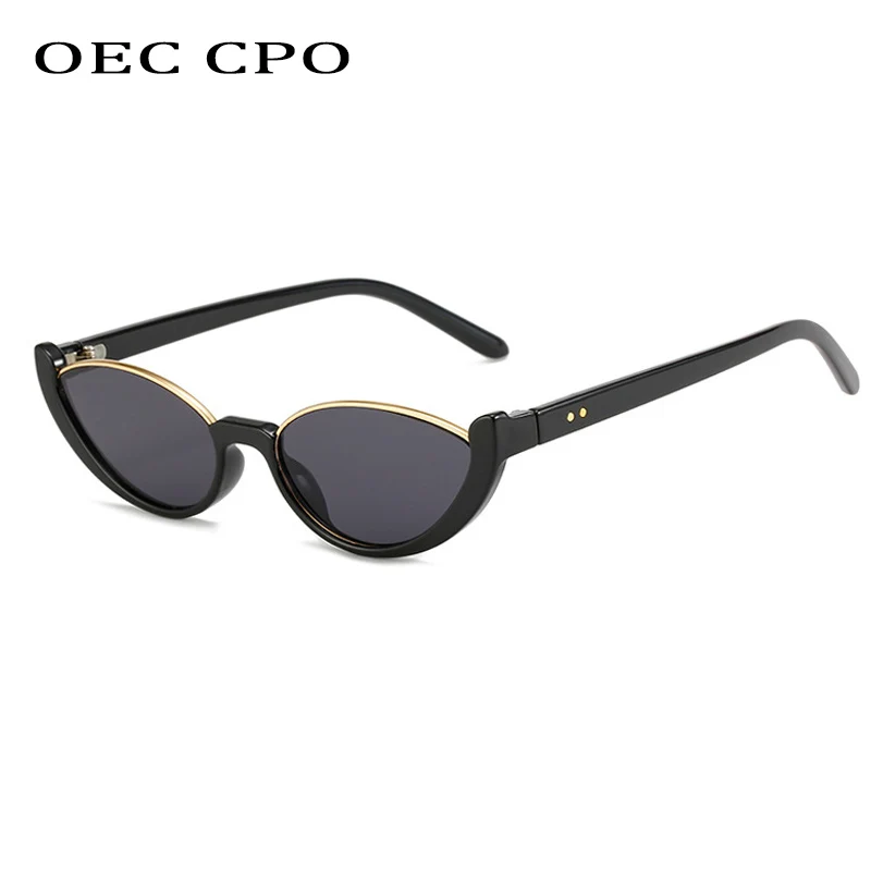Mode Kleine Cat Eye Sonnenbrille Frauen Ins Beliebte Schwarz Leopard Shades UV400 Sonnenbrille Weibliche Halb Rahmen Brillen Männer