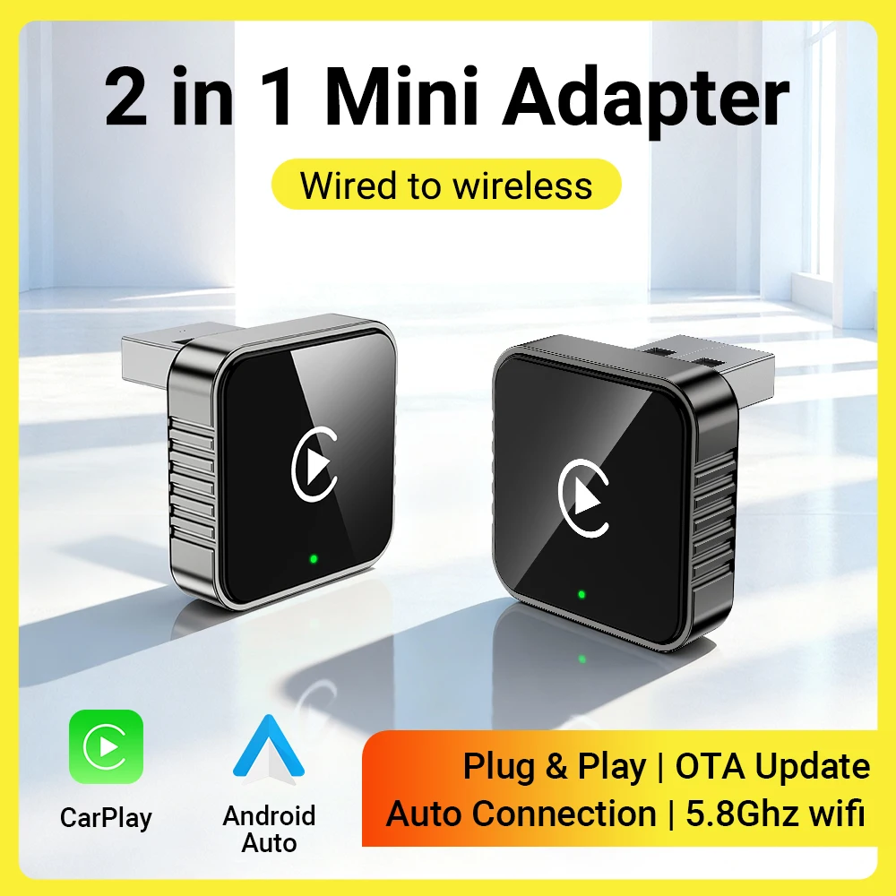 

Беспроводной адаптер CarPlay/Android Auto 2026 Plug and Play для VW, Toyota, Nissan, Ford, Benz: преобразует проводной подключение в беспроводное для автомобилей с заводской проводной системой