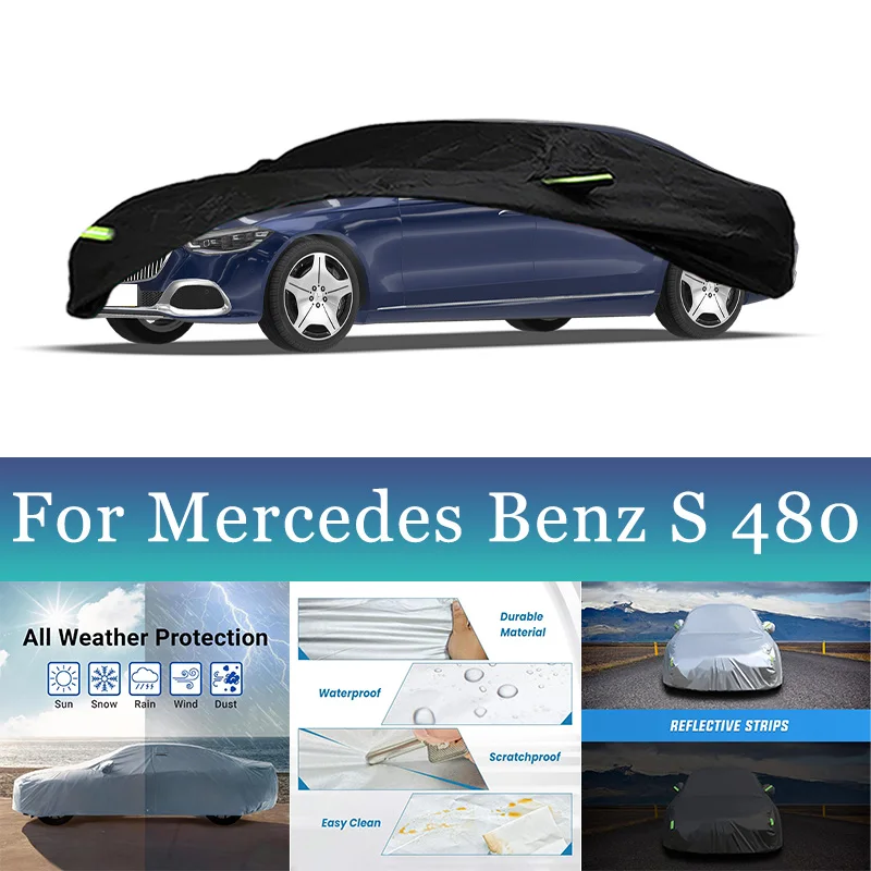 

Полный автомобильный чехол для Mercedes Benz S48, водонепроницаемый летний солнцезащитный козырек, анти-УФ-зимний чехол для защиты от дождя и снега