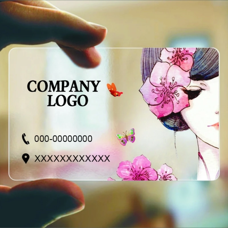 Custom Transparent PVC Business Card Waterproof for Small Business Personalized Logo Round Corners Transparent PVC Business Card