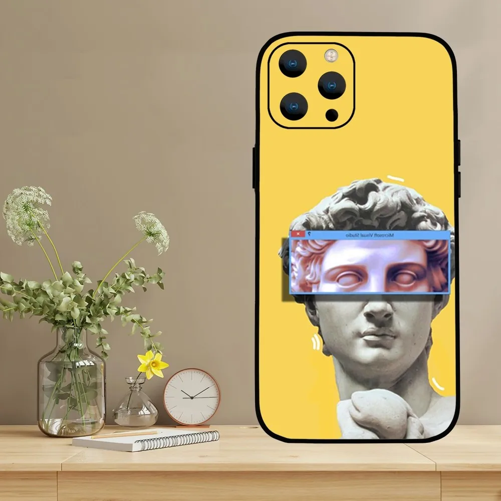 Funda de teléfono de gran arte, carcasa de David Mona Lisa para iPhone Mini 11 12 13 14 15 Pro XS Max X Plus SE XR