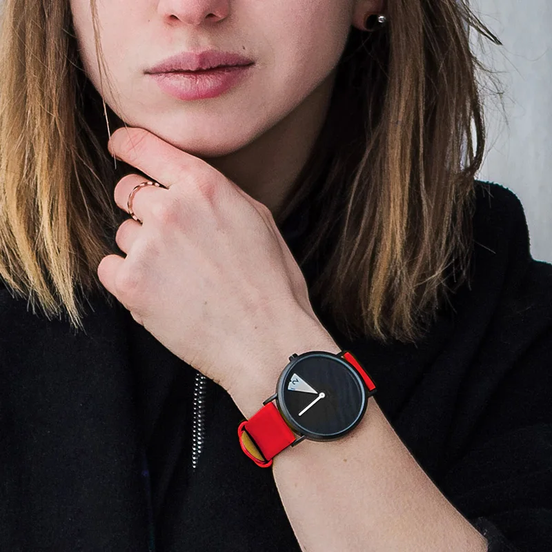 Sinobi-Reloj de pulsera de lujo para Mujer, cronógrafo giratorio con banda de cuero amarilla, creativo, a la moda