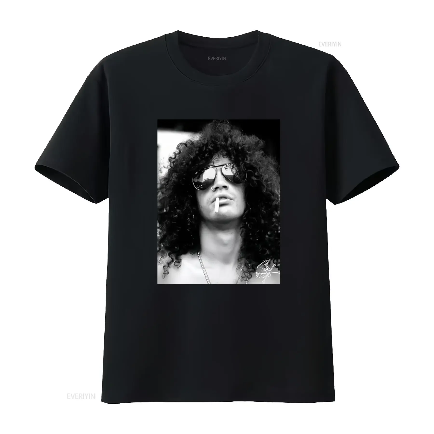 Slash With Cigarette Rock Music Inspired T Shirt Stylish Design for Lovers vintage Washed Casual Top For Everyday Wear Slightly