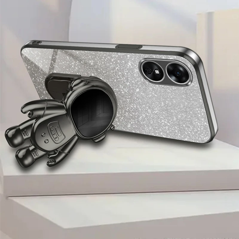 New Glitter Transparent Case For OPPO A78 A94 A95 Reno 7 5G A17 A57 5G A77 A77S A58 A54S A16 A53 A16S Astronaut Plating Cover image 6