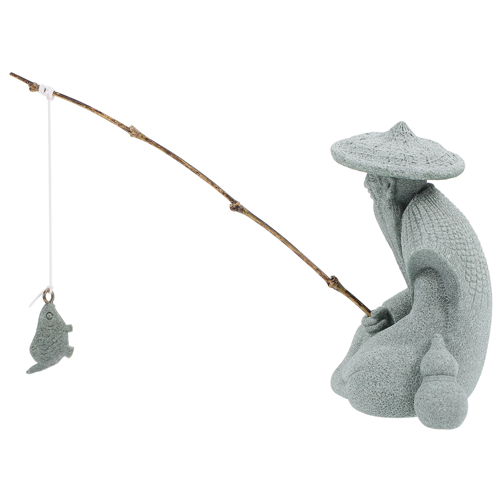 

Mini Fisherman Resin Statue Classic Chinese Decor for Fish Tank Aquarium Garden Bonsai Zen Micro Landscape Fishing Statue