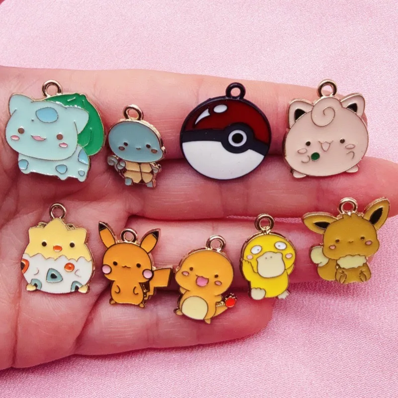 10pcs Cartoon Drip Oil Jewelry Accessories Handmade DIY Bracelet Pendant Keychain Phone Pendant