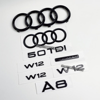 For Audi 4Ring Logo ABS Black Car Hood Front Grill Emblem Rear Trunk Badge A8 Quattro W12 50TDI Emblem Car Accessories