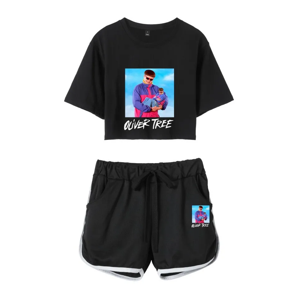 Summer Women's Sets Oliver Tree Merch Short Sleeve Crop Top + Shorts Sweat Suits Women Tracksuits Two Piece Outfits Streetwear