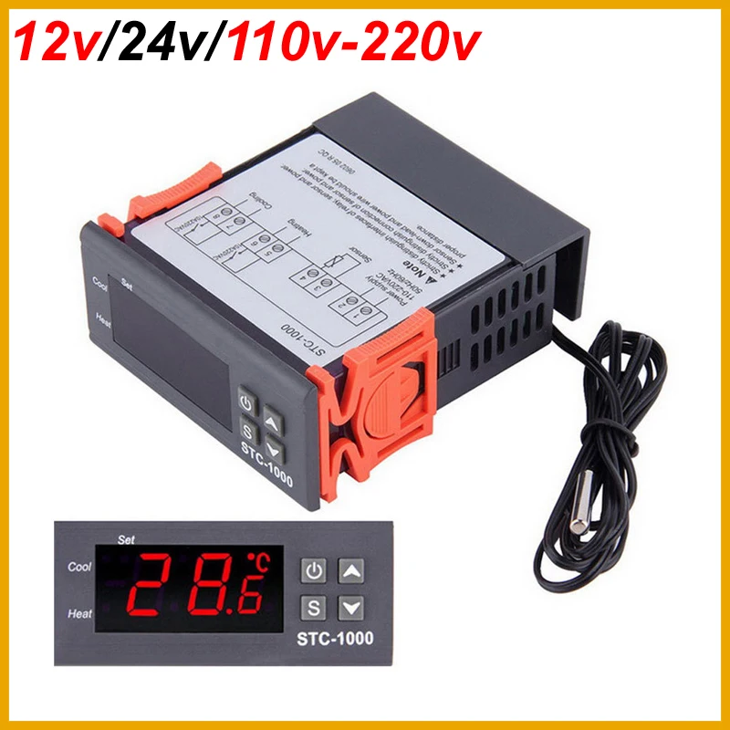 NEW 2026 Digital Temperature Controller Thermostat Thermoregulator Incubator Relay Heating Cooling STC 1000 12V 220V STC1000