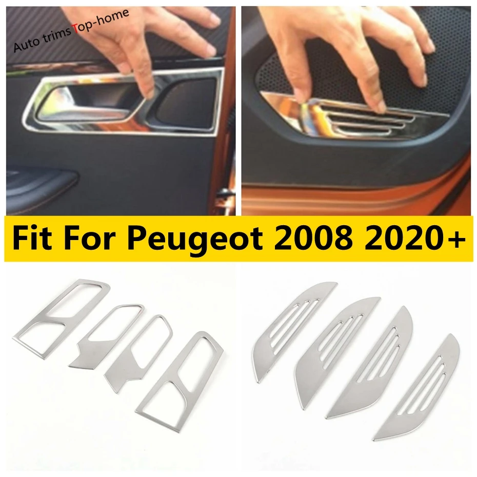 

Stainless Steel Handle Bowl Decoration Frame Door Speaker Loudspeaker Cover Trim For Peugeot 2008 2020 - 2022 Car Accessories