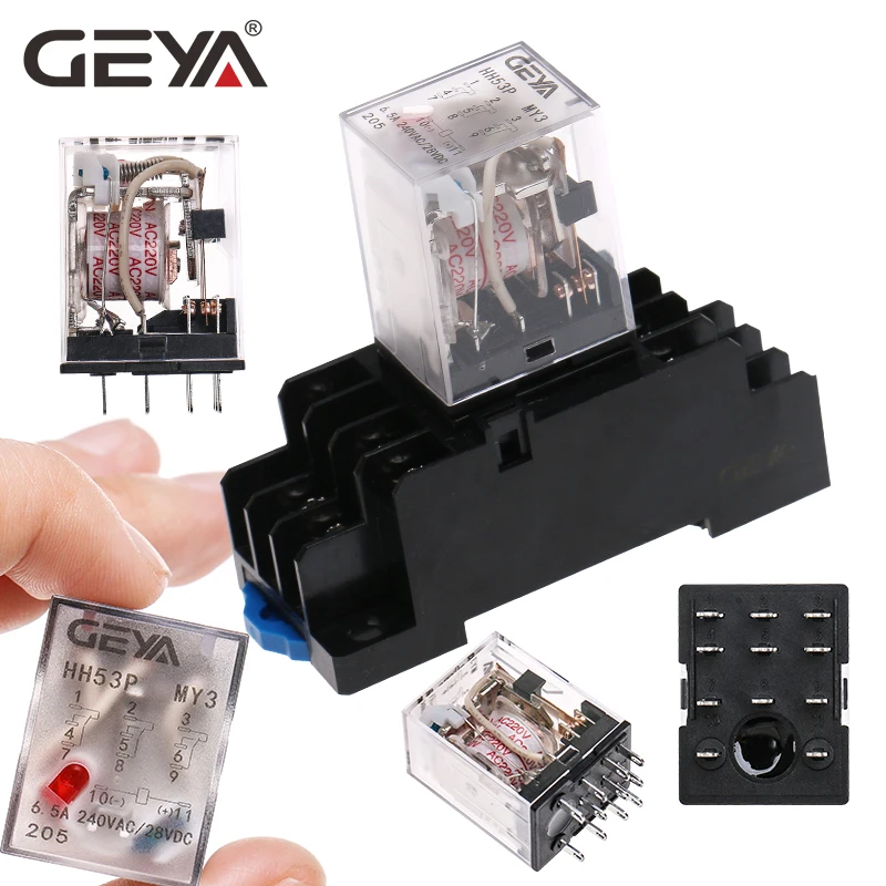 SALE GEYA 11Pins Mini Relay DC5V DC12V DC24V AC110V AC220V HH53P 5A Miniature Electromagnetic General Purpose Relay