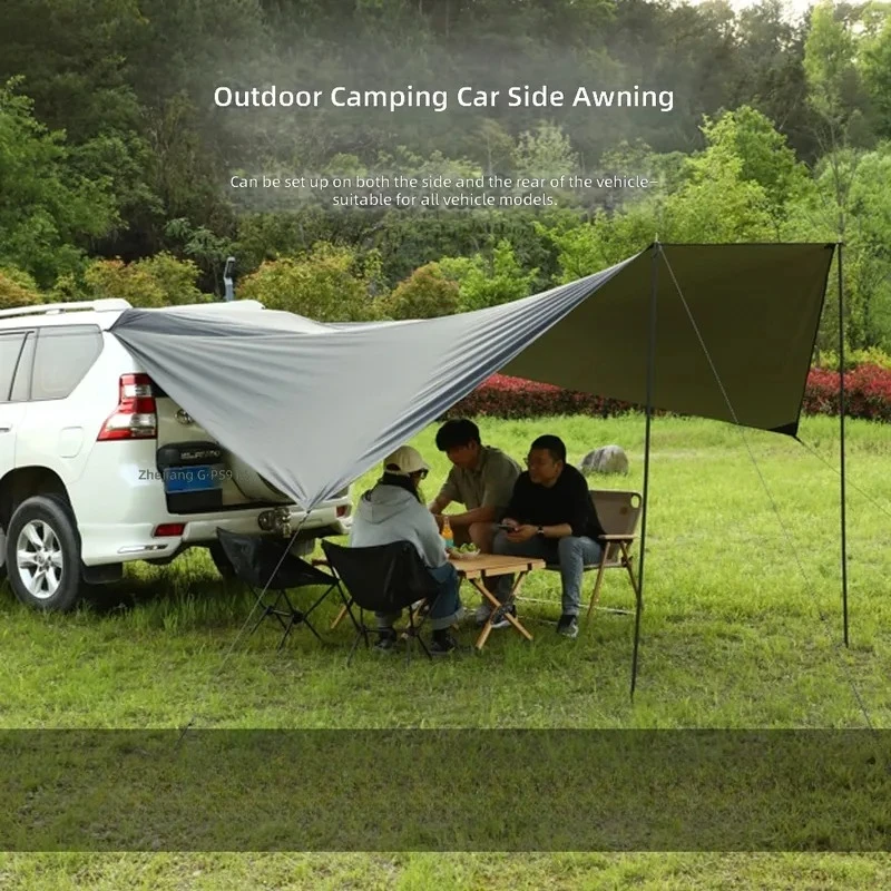 for SUV Car Awning Side Canopy Silver Vinyl Outdoor Camping Rear Tent