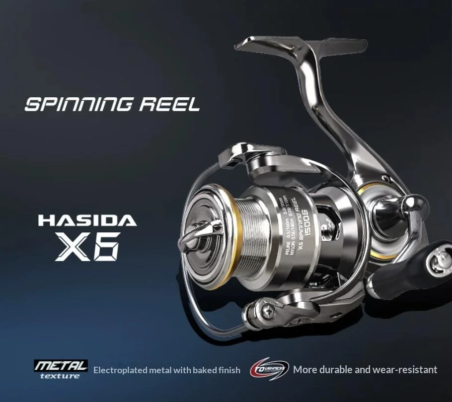 HASIDA X6 Spinning Reel Metal Spool Long Cast Lightweight Fishing Reel For Lure Rock Sea Fishing