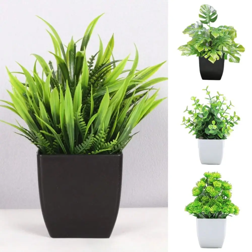 Novo bonsai artificial bonsai eucalipto artificial planta falsa vaso ornamentos com pote simulado árvore vaso planta decoração do jardim