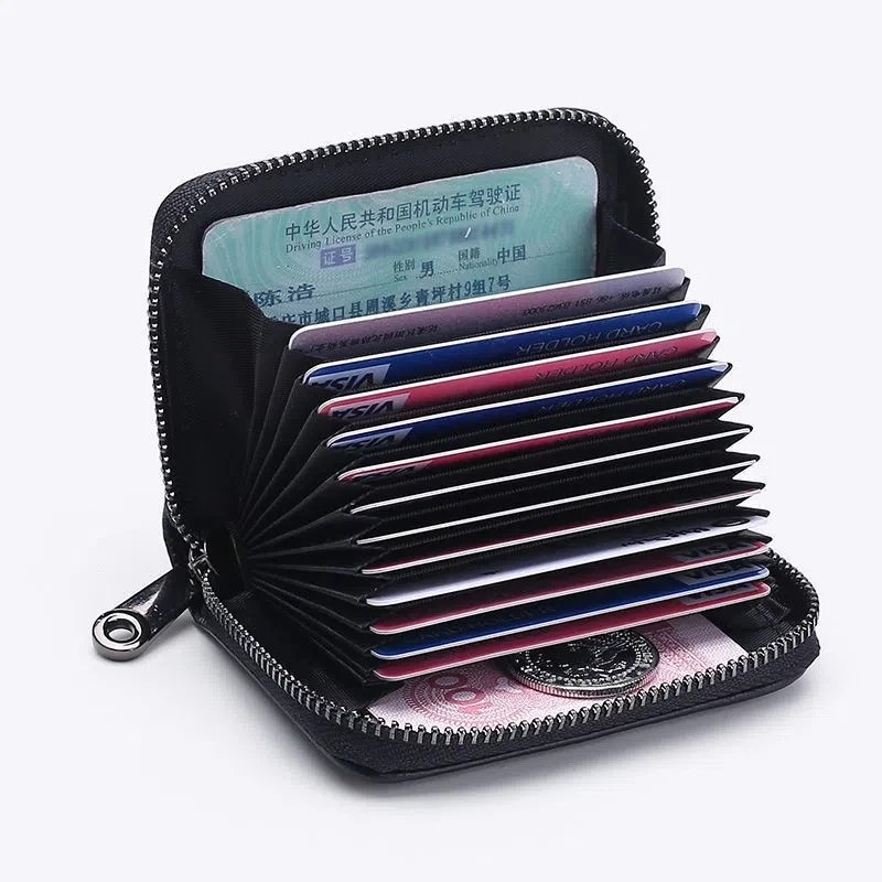 man woman wallets Card holder leather men\'s large-capacity multi-function anti-theft brush small bank credit card holder wallet