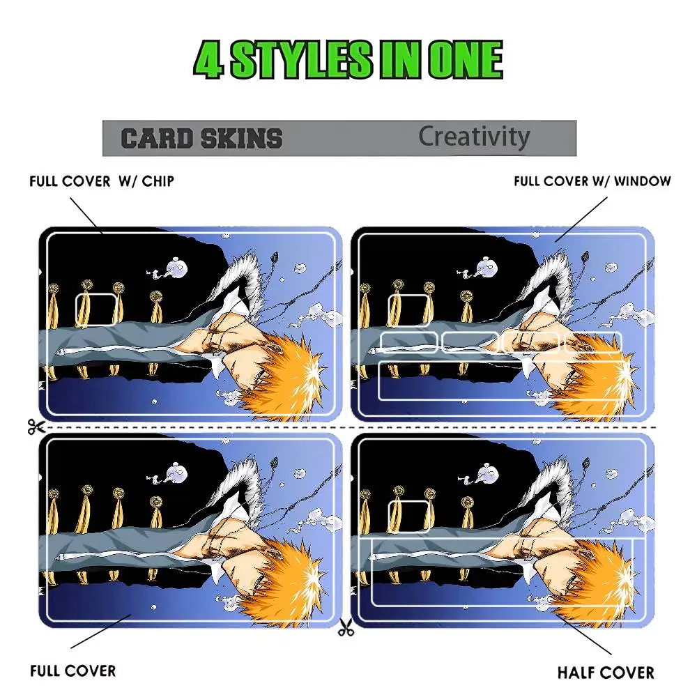 B-Bleach Kurosaki Ichigo Stickers Credit Visa Debit Bank Charge Card Bus Metro Waterproof Sticker Decal Decoration