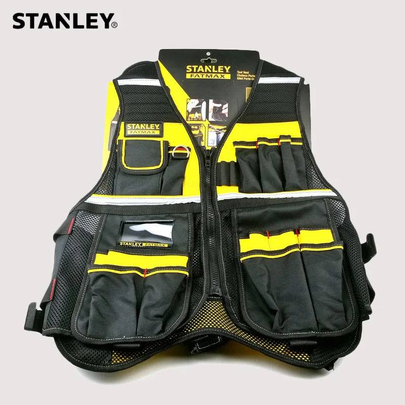 Stanley Fatmax FMST530201 Multi Pocket Tool Vest Holder Reflective Safety Strip Adjustable Strap Workwear Storage vest for tools