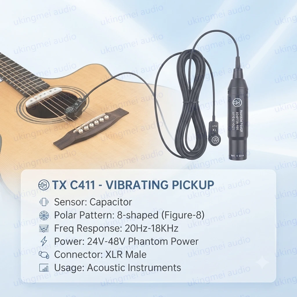 HTDZ C411 Condenser Contact Mic 8-Shaped for Violin Guitar