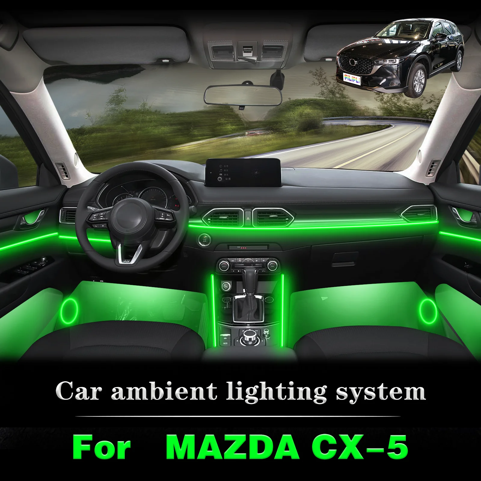 

For MAZDA CX-5 Car Interior Decorative Ambient Light RGB 64-Color LED Smart Remote Control Energy Saving Efficient Kit