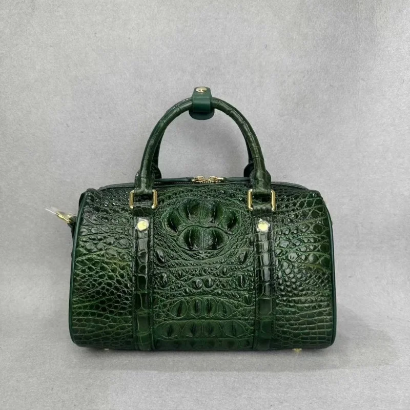 Fashion Lady Pillow Purse Genuine Crocodile Leather Women's Green Bag Exotic Real Alligator Skin Zipper Closure Female Handbag
