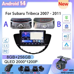 Android 13 Car Multimedia Player, Carplay, Rádio, Navegação GPS, Estéreo, Unidade de Cabeça, Câmera Traseira, 8 Core, Apto para Subaru Tribeca 2007-2011