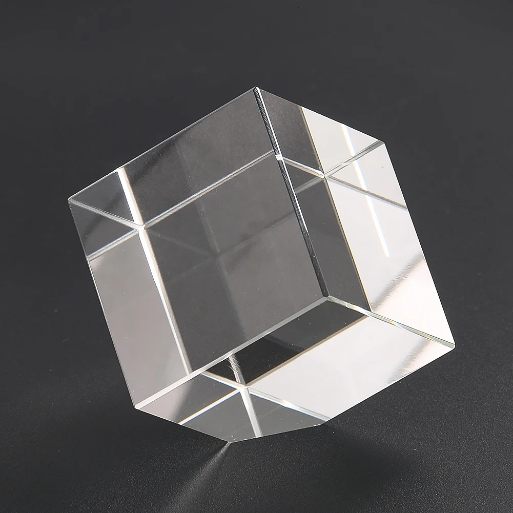 48MM Clear Faceted Prism Glass Geometry Square Cube Crystal Ornaments Jewelry Display Stand Base Photo Props Paperweight Decor