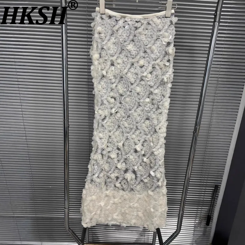 

Новинка весны 2026: Женская юбка HKSH, тяжелая вышивка пайетками, приталенный крой, двойное использование, юбка-платье без бретелек, силуэт «русалка», элегантный стиль Ins HK18558