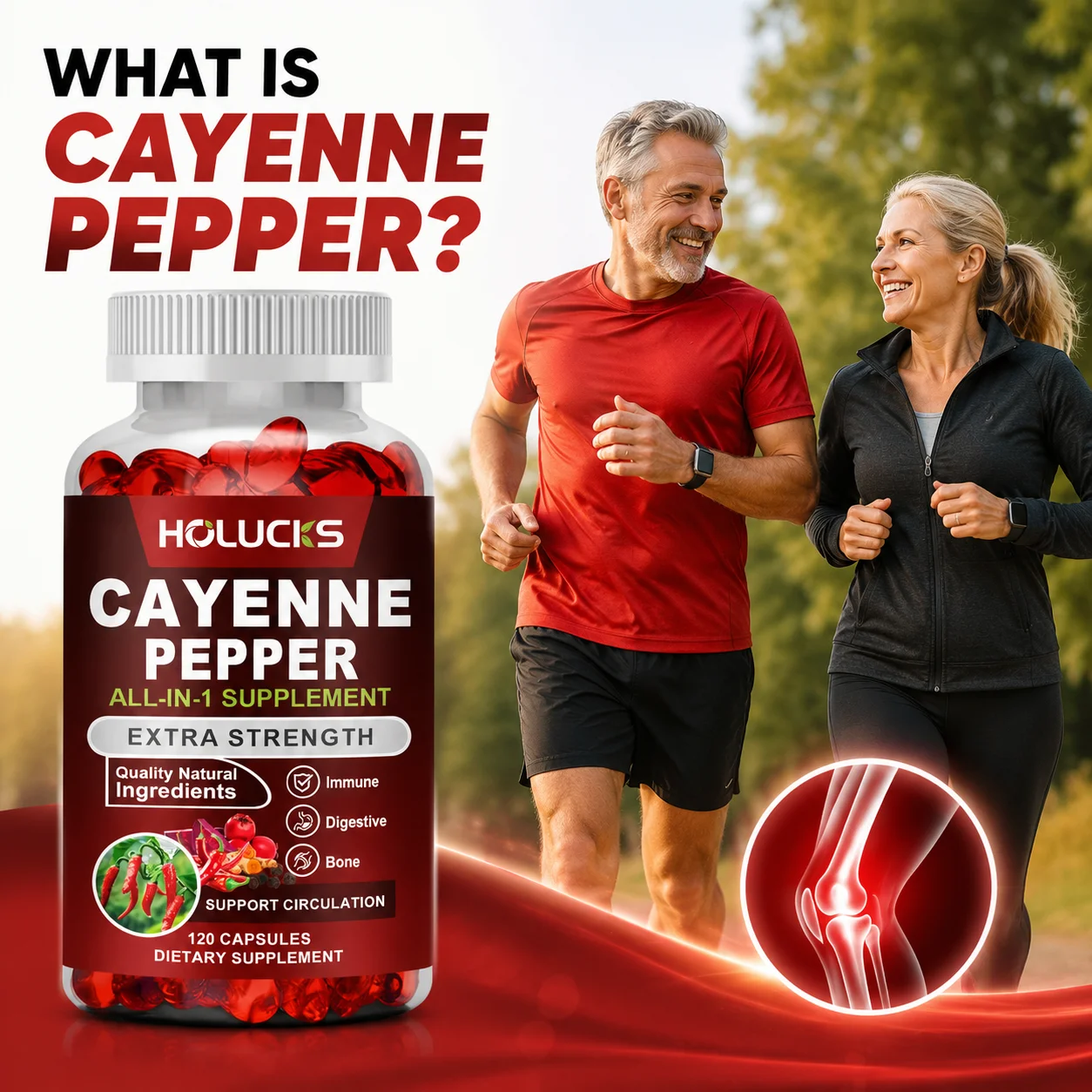 Pure Cayenne Pepper Supplement, with Organic Beet, Hawthorn, Support Bone Health, Digestive and Immune System, Daily Vitality