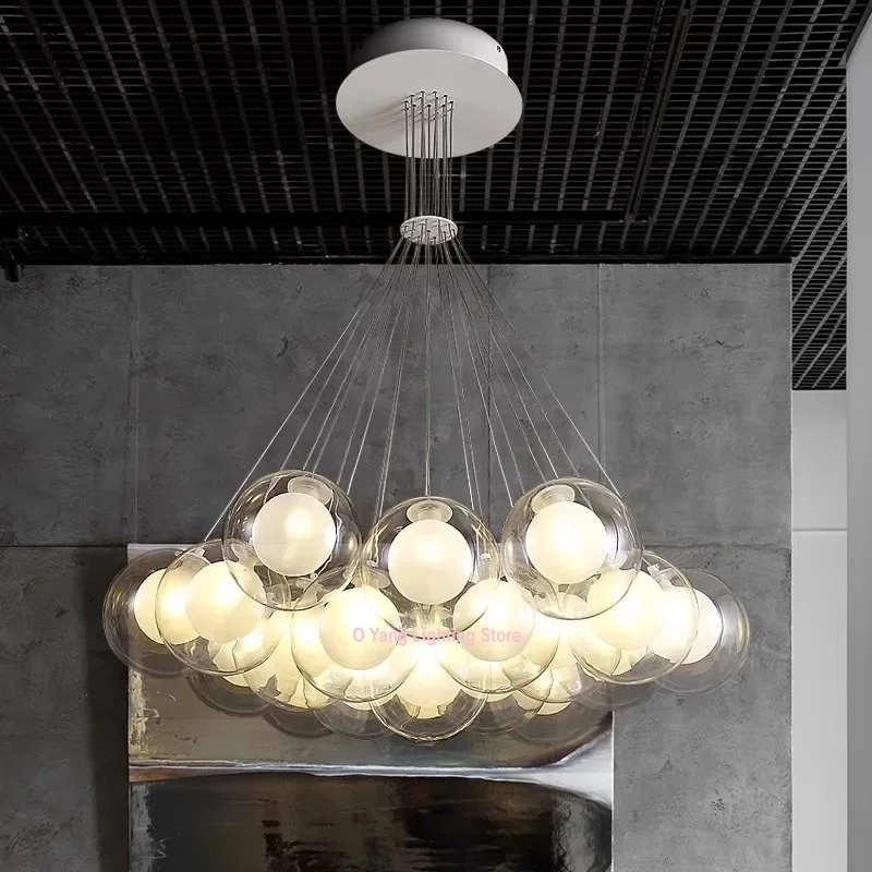 French Designer Stainless Steel LED Bedroom Pendant Light Luxury Living Room Light Master Children's Room Lighting Fixtures G9