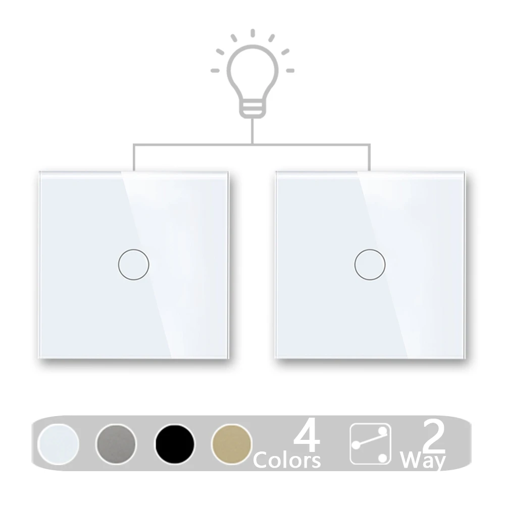 

ENTUOIA EU Light Switch Wall Touch Switches 1 2 3Gang 2/3Way LED Sensor Switch Tempered Glass Panel Interrupter Blue Backlight