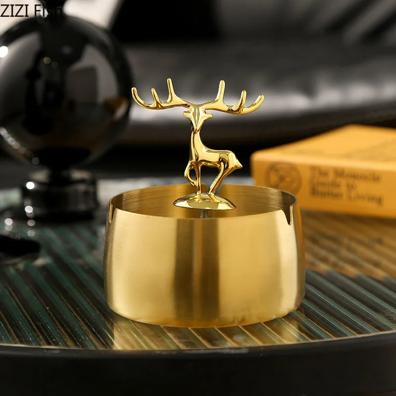 Minimalist Golden Deer Ashtray Smoking Accessories for Weed Ash Tray Gold Plated Stainless Steel Ashtrays Gifts for Boyfriend