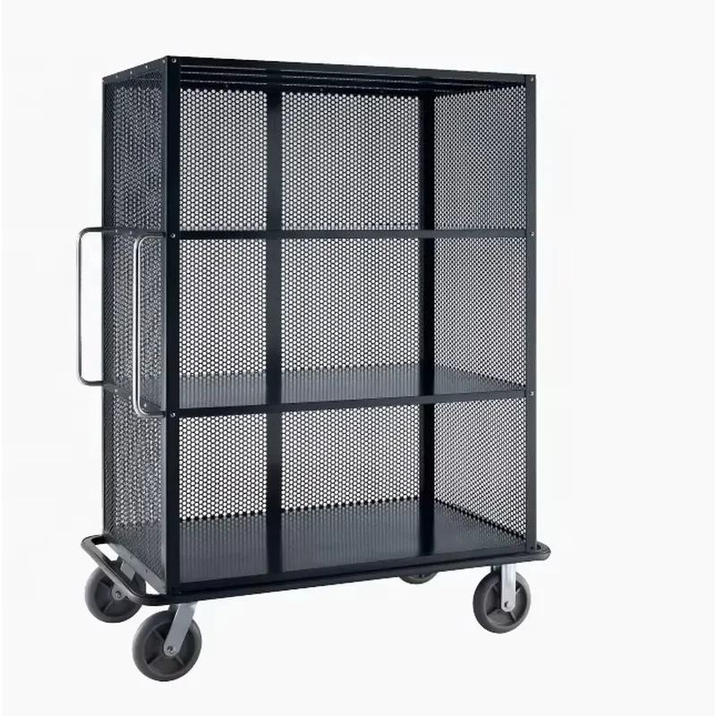 Hotel Housekeeping Laundry Linen Storage Cart Dirty Linen Service Trolley For Hospital Dressing Room Metal Utility Push Cart