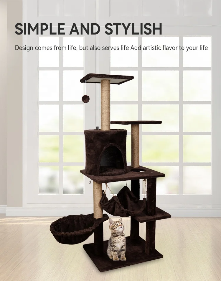 Rascador de madera de varios niveles para gatos, torre de actividades para gatitos, casa de árbol, muebles, gran oferta, 2022