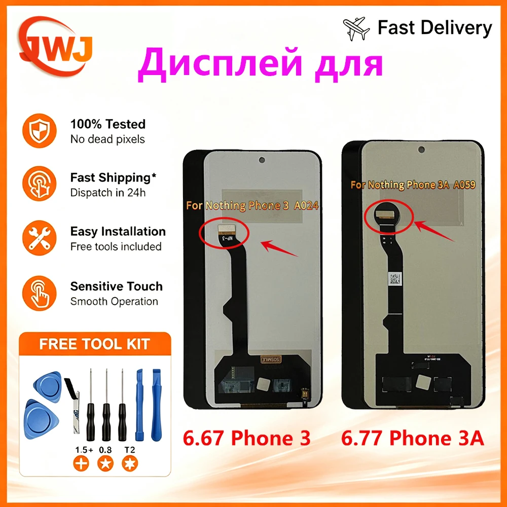TFT For Nothing Phone 3 A024 Nothing Phone 3A A059 LCD Display + Touch Screen Digitizer Nothing Phone 3A A059 Display LCD