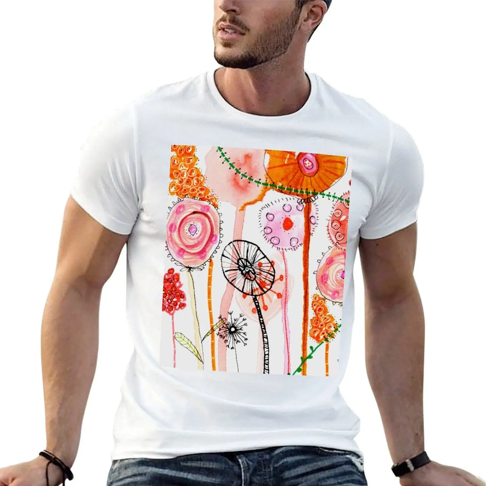 Camiseta de la marca Buster’s Flowers con el mensaje «¡Que te mejores pronto!», de corte amplio, de lujo, para hombre.