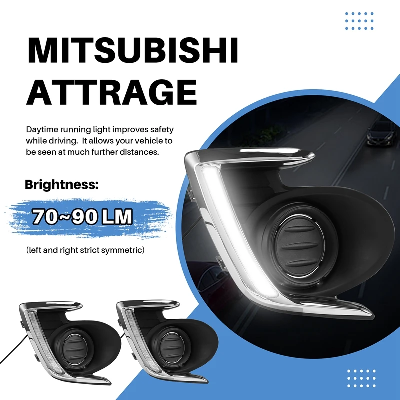 LED DRL Daylight Daytime Running Lights Front Fog Light Lamp For Mitsubishi Attrage Mirage G4 2012-2015