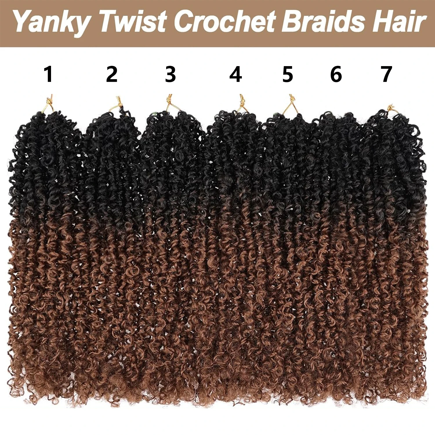 7 упаковок, предварительно закрученные Yanky Twist, вязанные крючком косы для волос, синтетические натуральные черные предварительно скрученные волосы Passion Twist, вязанные крючком косы в стиле бохо