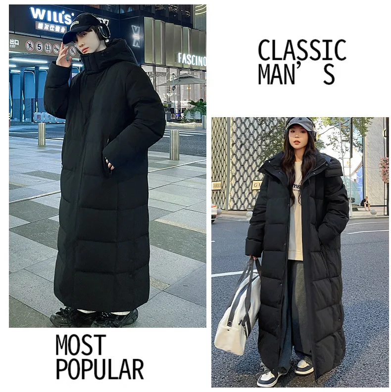 Zipper Down Coats Men Hooded Jackets Down Coat Cardigan Covered Button Outerwear Winter 2025 High Street Pockets Spliced