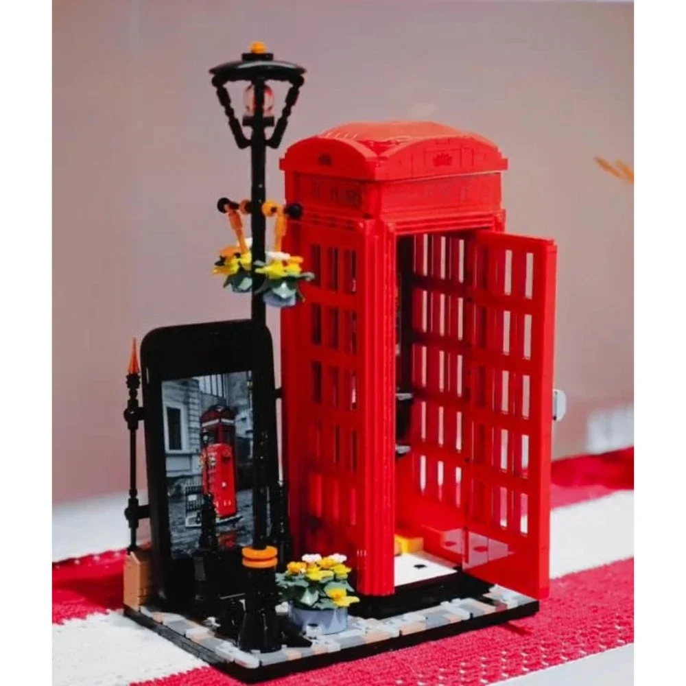 كشك الهاتف الأحمر 21347 مجموعات مكعبات البناء المتوافقة مع جزيئات Lego مناسبة لهدايا عيد الميلاد 1460 قطعة #3