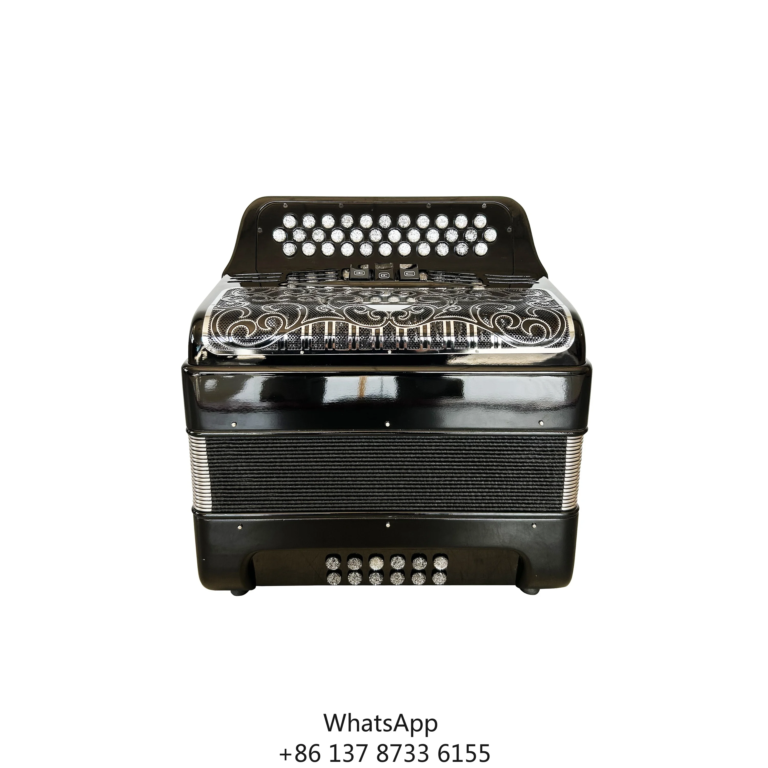 

JB3412C Professional Accordion 34-Button 12-Bass 3-Register Black With Silver Buttons Grill Diatonic Musical Instrument