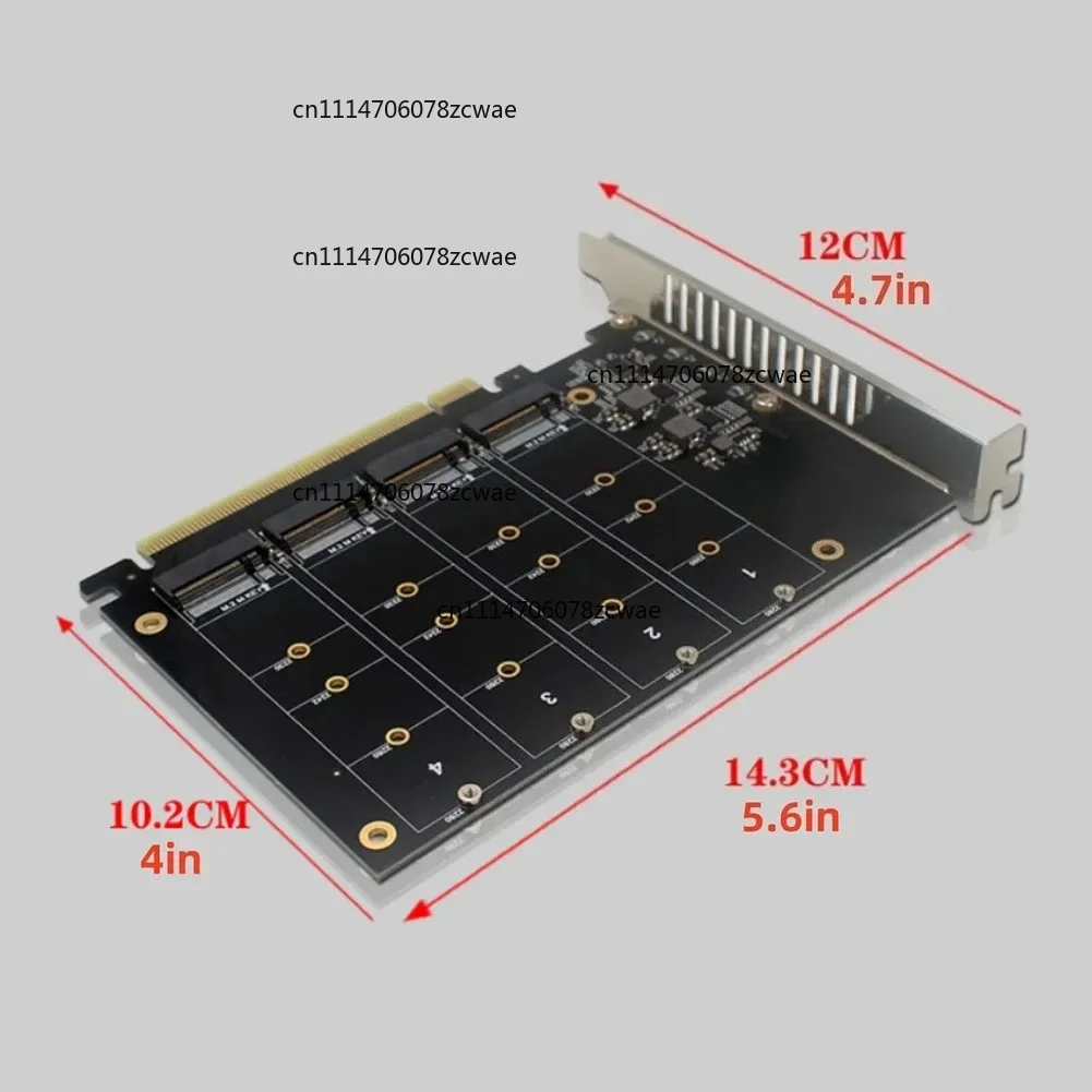 For PCIE X16 Splitter Expansion Controller 4-Disk Soft RAID Efficient Heat Dissipation Fanned Adapter Card NVME M.2 Adapter
