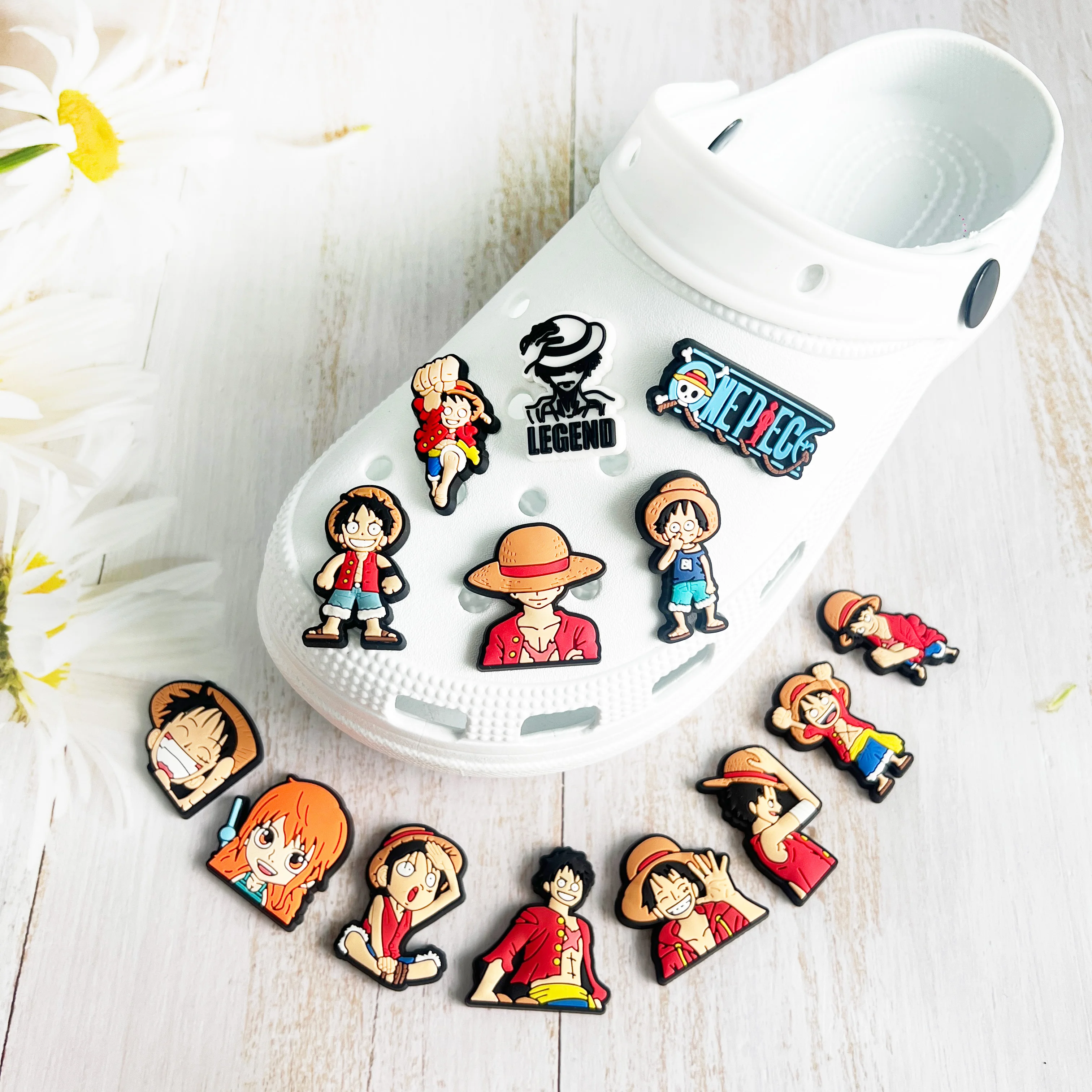 19pcs/set New One Piece Luffy for Cartoon Shoe Charms Accessories DIY Shoe Decoration Buckle for Classic Clog Kids Gifts