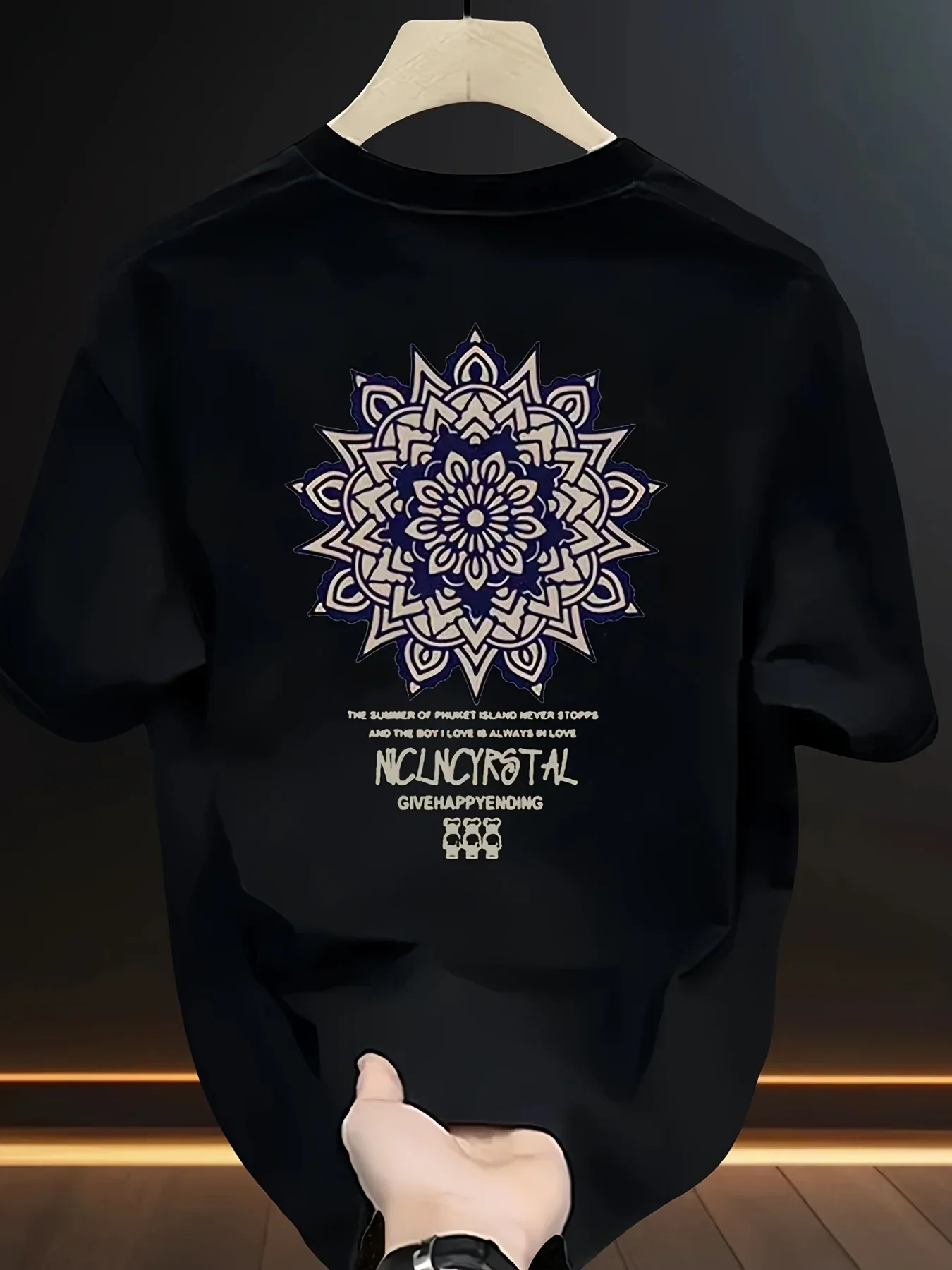 Men's 100% Pure Cotton Aesthetic T-shirt Bohemian Mandala Pattern Versatile Everyday Best-selling Casual Streetwear