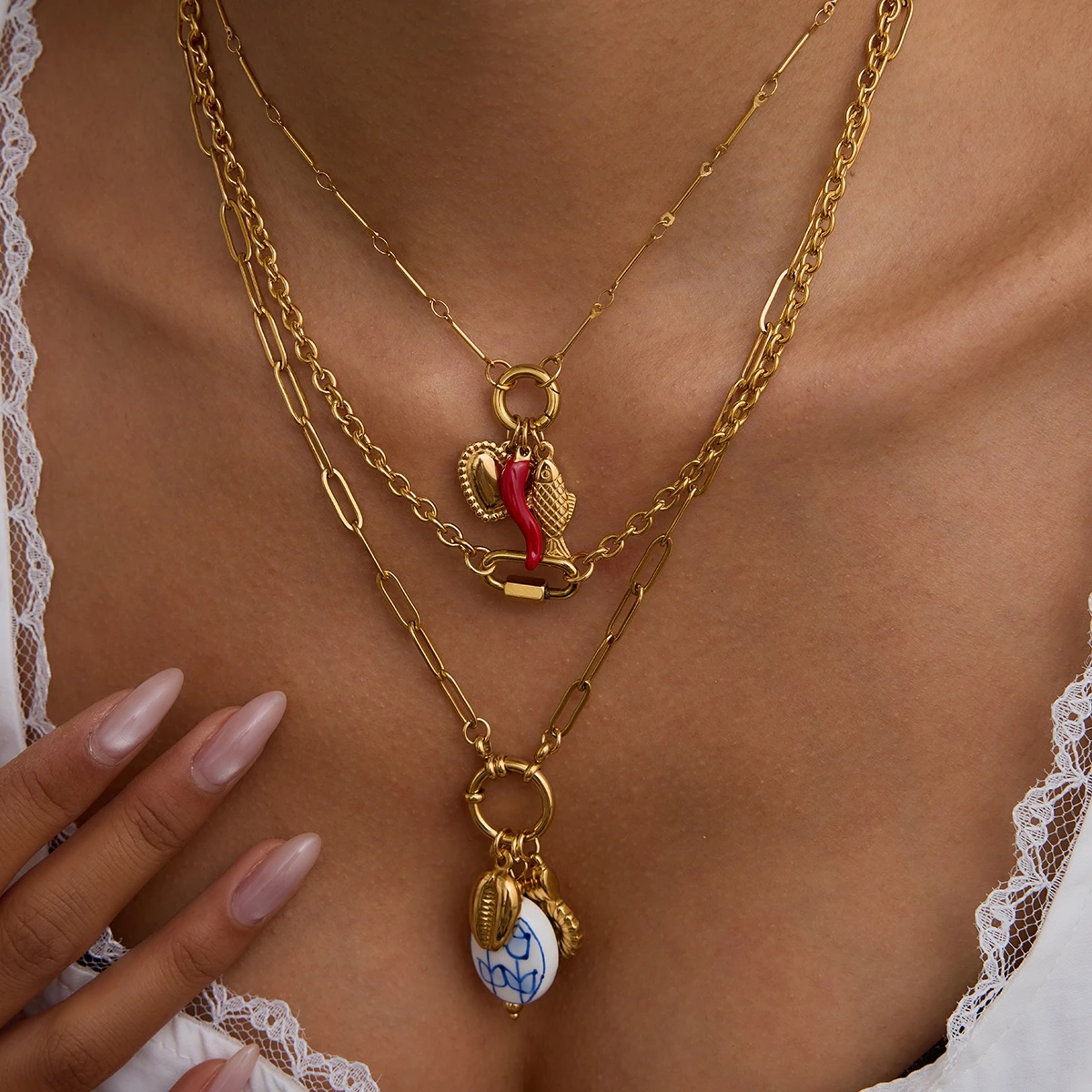Yori 2025 Ocean Style Conch Shell DIY Necklace PVD Plated Stainless Steel Rust Proof Summer Waterproof Jewelry Wholesale