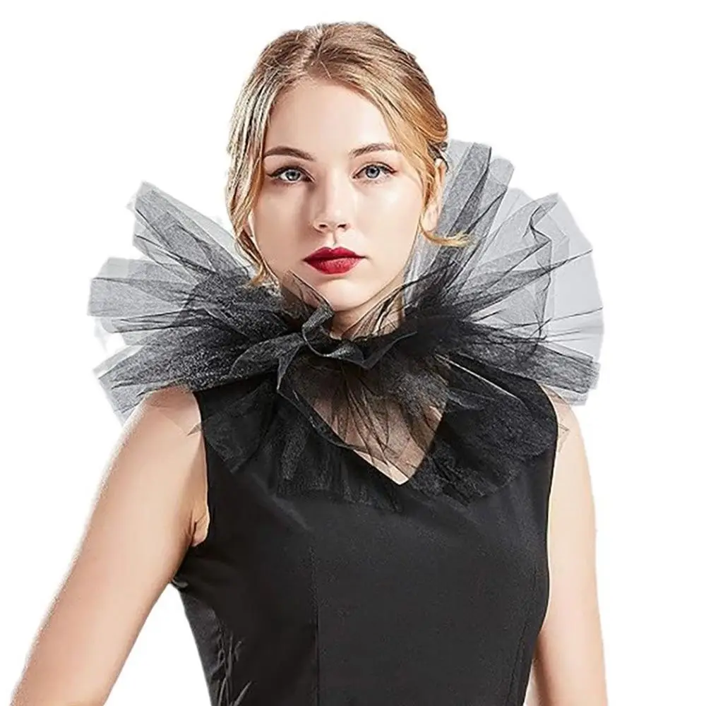 

Модный викторианский искусственный воротник, съемный классический воротник-жабо, кружевной винтажный воротник с рюшами, сценический воротник