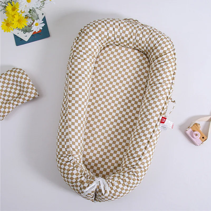 Soft Baby Sleeping Nest Bed Infant Cot Lounger Portable Co-sleeping Cribs for Newborn Bassinet Cotton Portable Crib Travel Bed