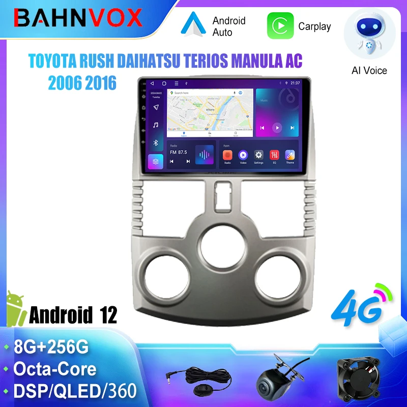 9'' Android 12.0 Car Radio for TOYOTA RUSH DAIHATSU TERIOS MANULA AC 2006 2016 GPS Navigation Multimedia Player WIIF Carplay