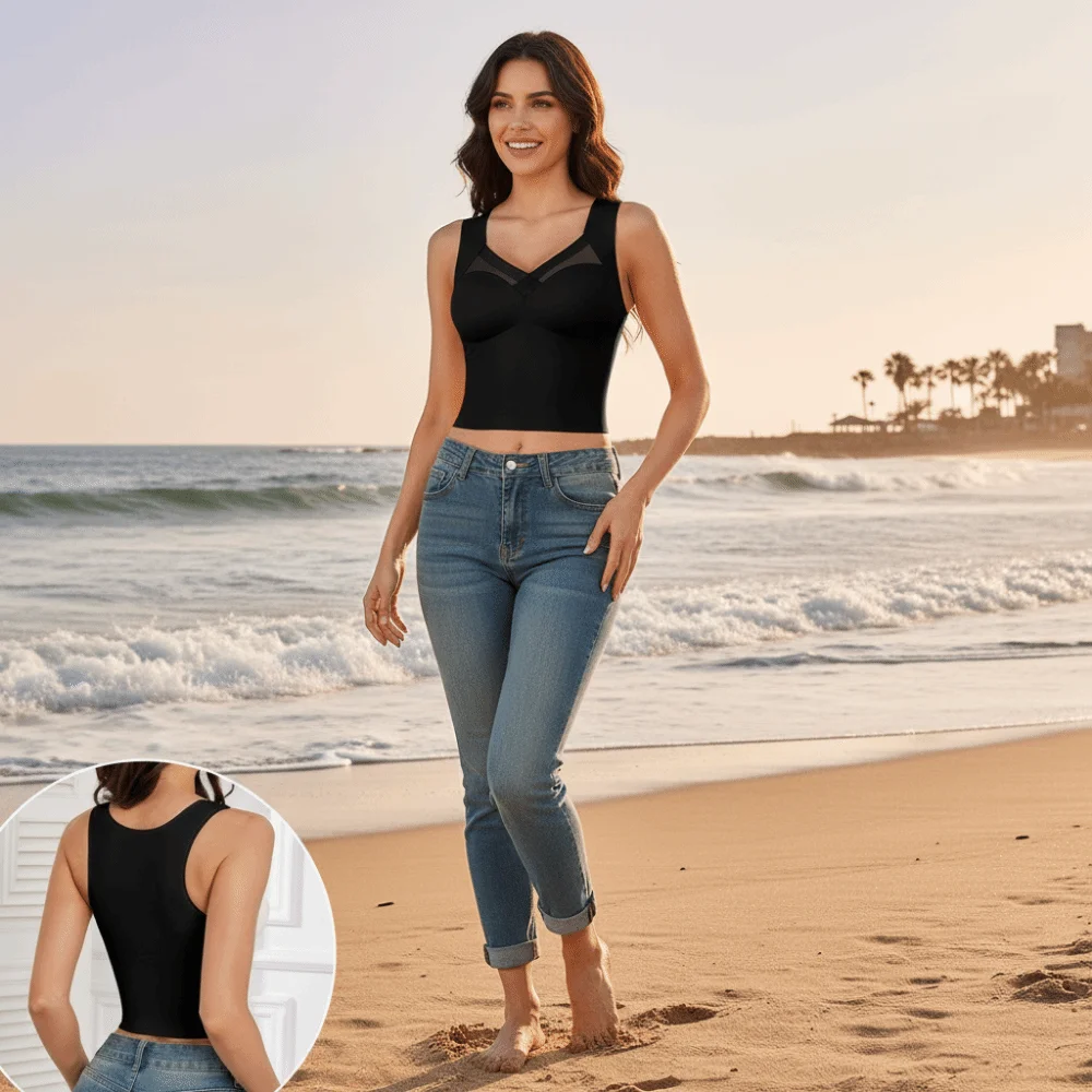 Bottoming Shirt Seamless Built-in Pads Bra V-neck Push-Up Crop Top Sleeveless Underwear for Women Yoga